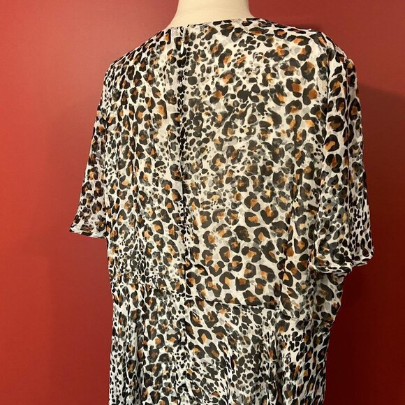 SHARAGANO Women's Black/Brown Print Assymetrical Dress - Size 20W - NWT $138 - Picture 4 of 6